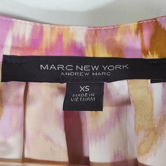 Marc New York High Neck Billow Sleeve Abstract Print Blouse Pink Size XS - Picture 5 of 8